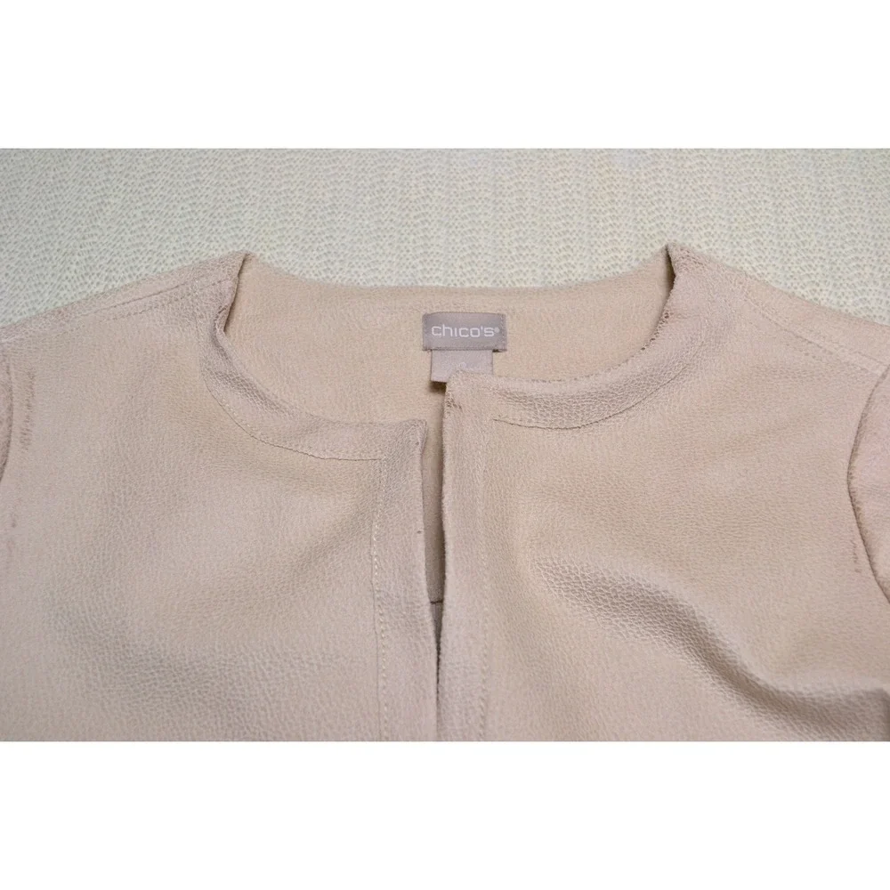 Chico's Beige Long Jacket Textured‎ Open Front Cardigan Coatigan Size 0 Large